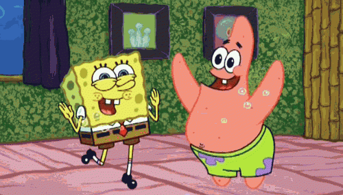 happy excited spongebob patrick animated gif 29