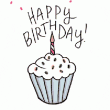 happy birthday cupcake white pink spirinkles