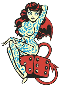 winking tattoo devil girl sticker tg